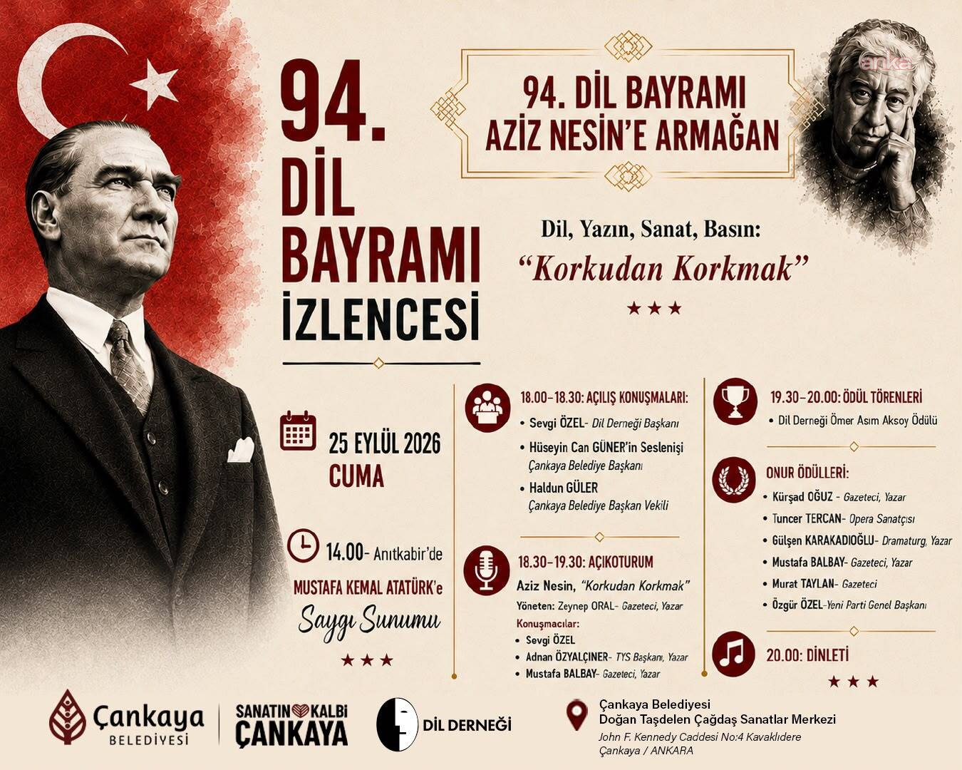 Çankaya Belediyesi, 94. Dil Bayramı İzlencesi'ne ev sahipliği yapacak
