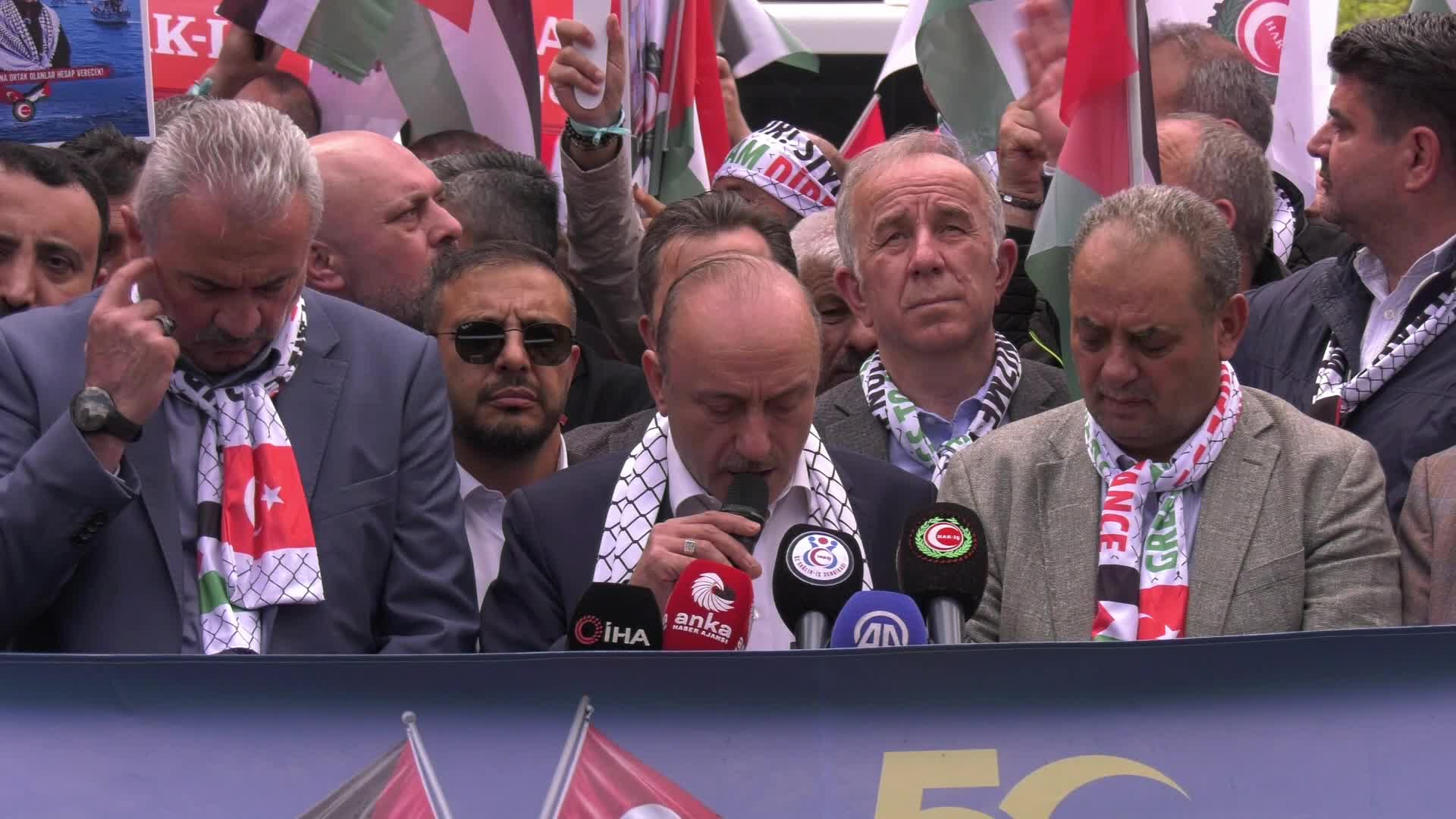 HAK-İŞ'ten ABD Büyükelçiliği önünde protesto: "Sumud'un HAK-İŞ'e ait emanetlerinin sağ salim dönmesini umutla bekliyoruz"