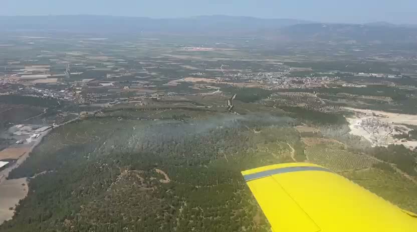 Soma'daki orman yangınına havadan ve karadan müdahale