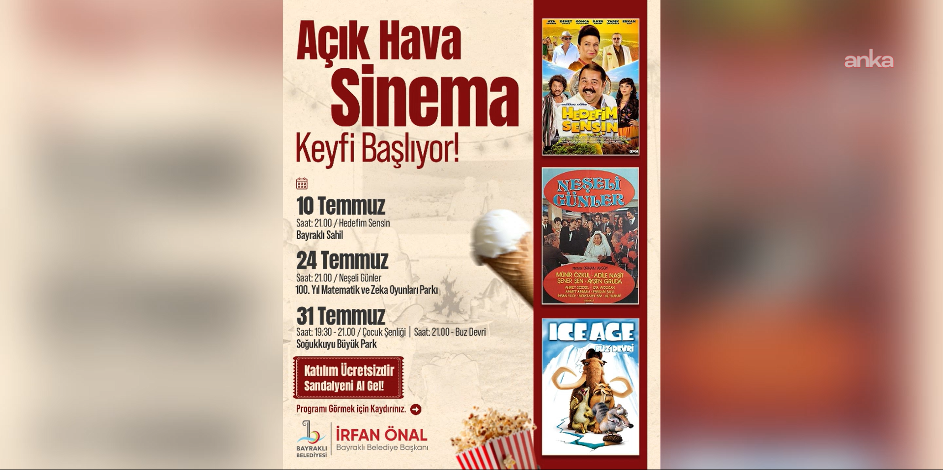 Bayraklı’da Açık Hava Sinema Günleri başlıyor