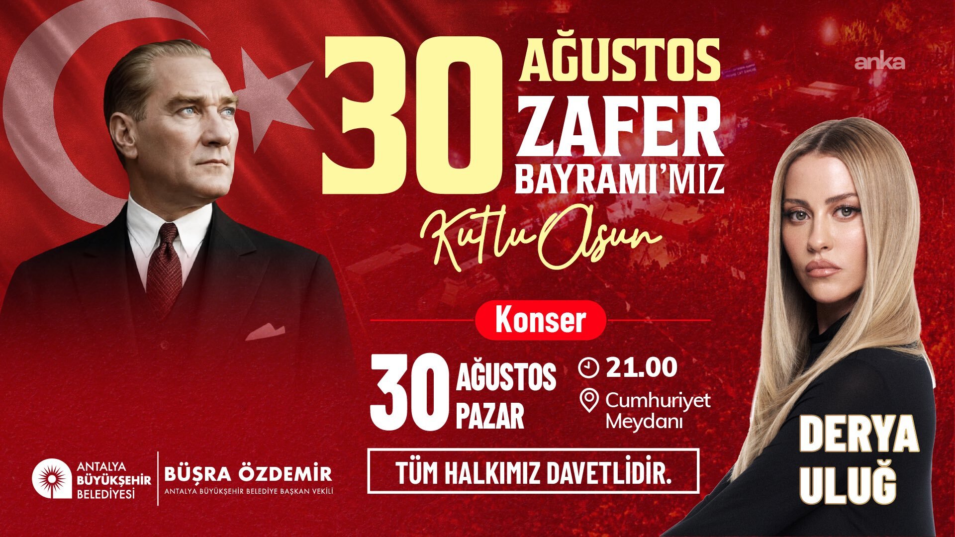 Antalya'da 30 Ağustos'ta ulaşım ücretsiz olacak
