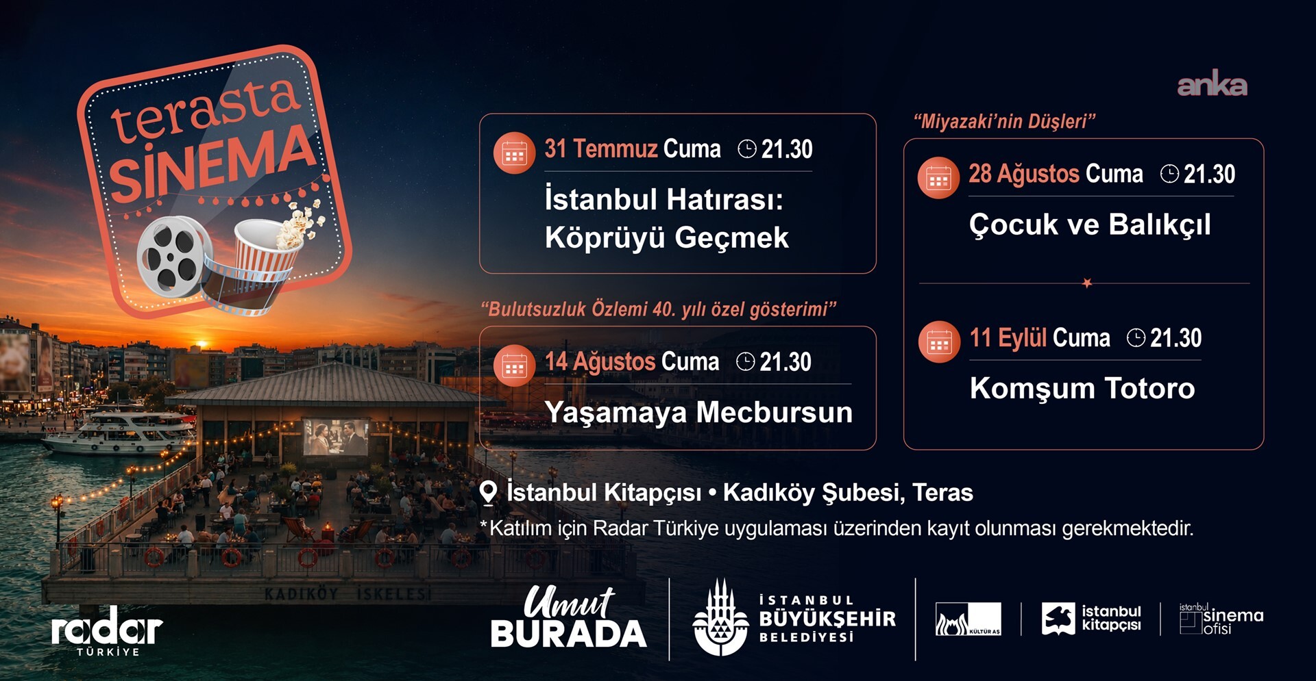 İstanbul Kitapçısı yaz akşamlarını sinemayla buluşturuyor