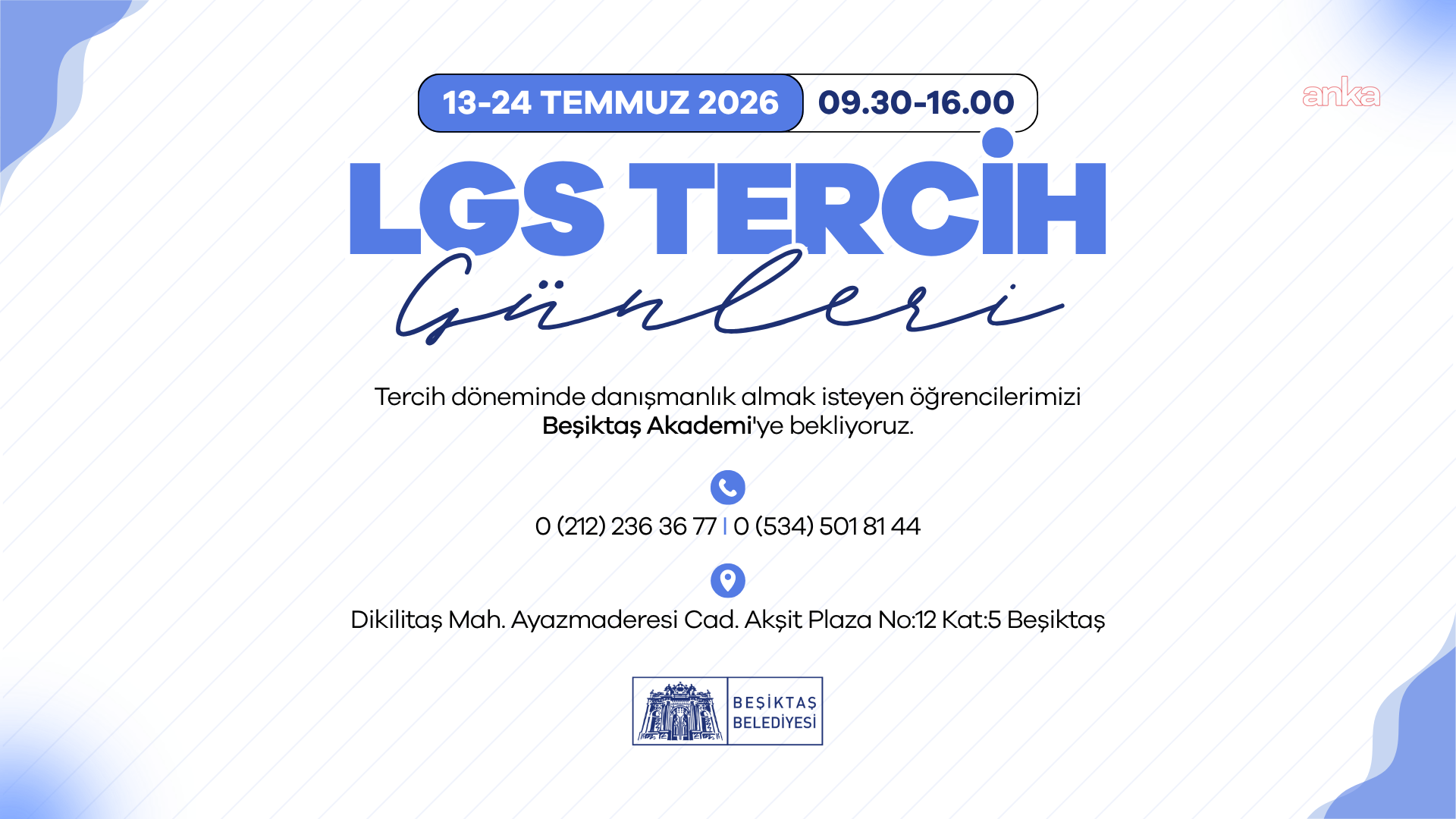 Beşiktaş Belediyesi'nden LGS öğrencilerine ücretsiz danışmanlık hizmeti