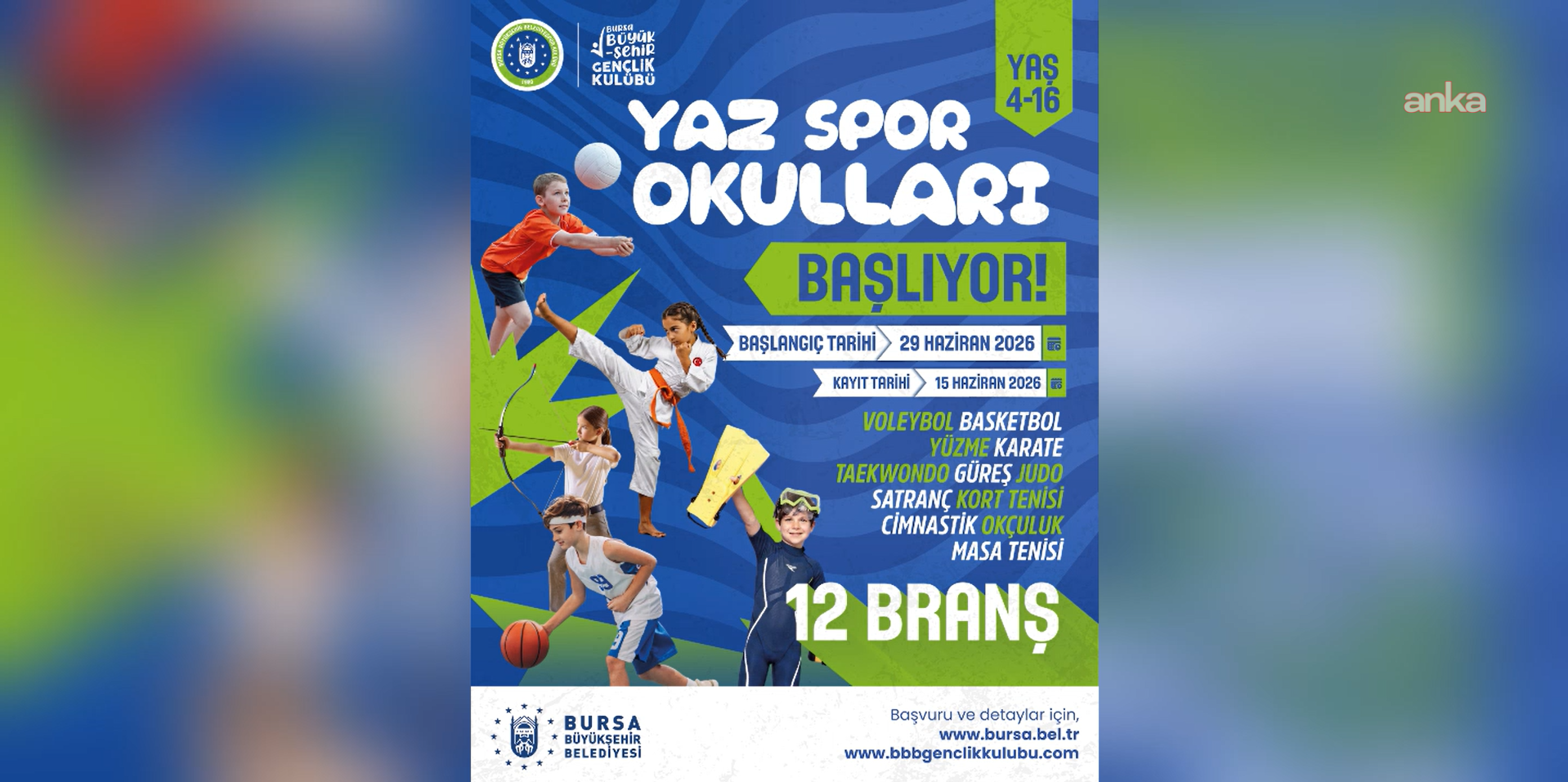 Bursa'da yaz spor okulları için başvurular başlıyor