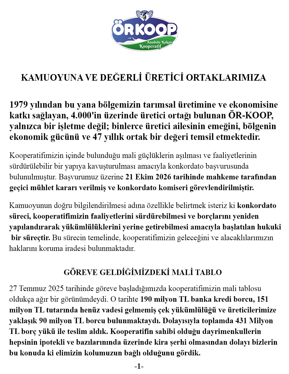 Aydın'da 47 yıllık üretici kooperatifi konkordato ilan etti
