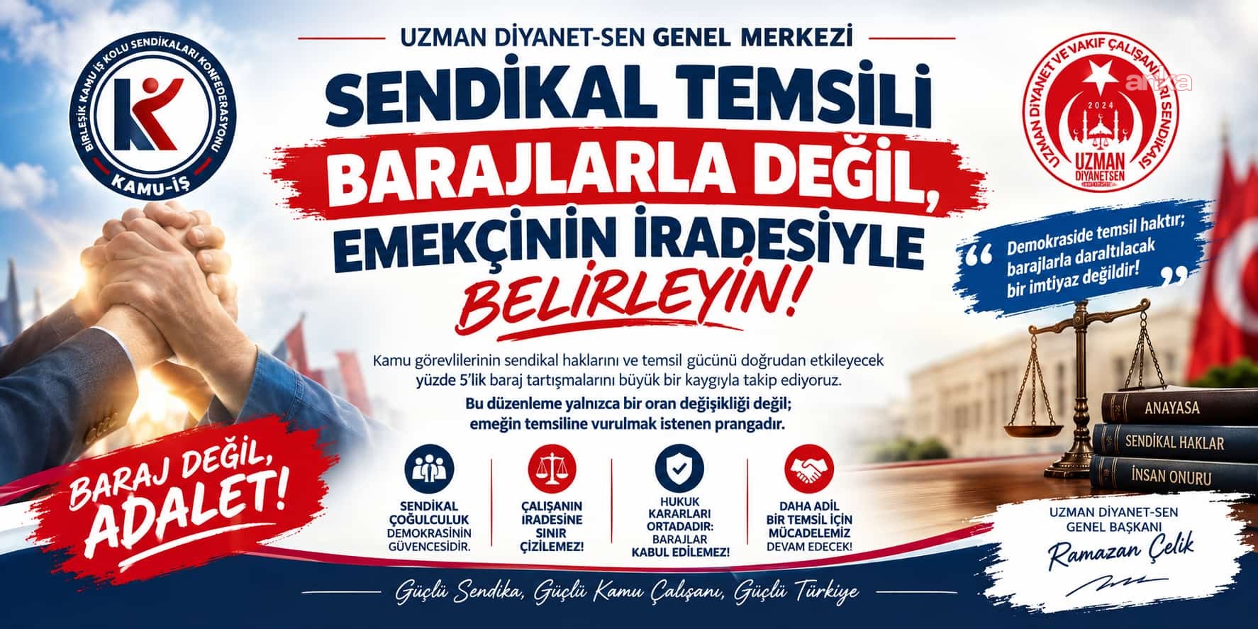 Uzman Diyanet-Sen Genel Başkanı Çelik: "Yüzde 5’lik baraj önerisi tüm yönleriyle yeniden değerlendirilmeli"
