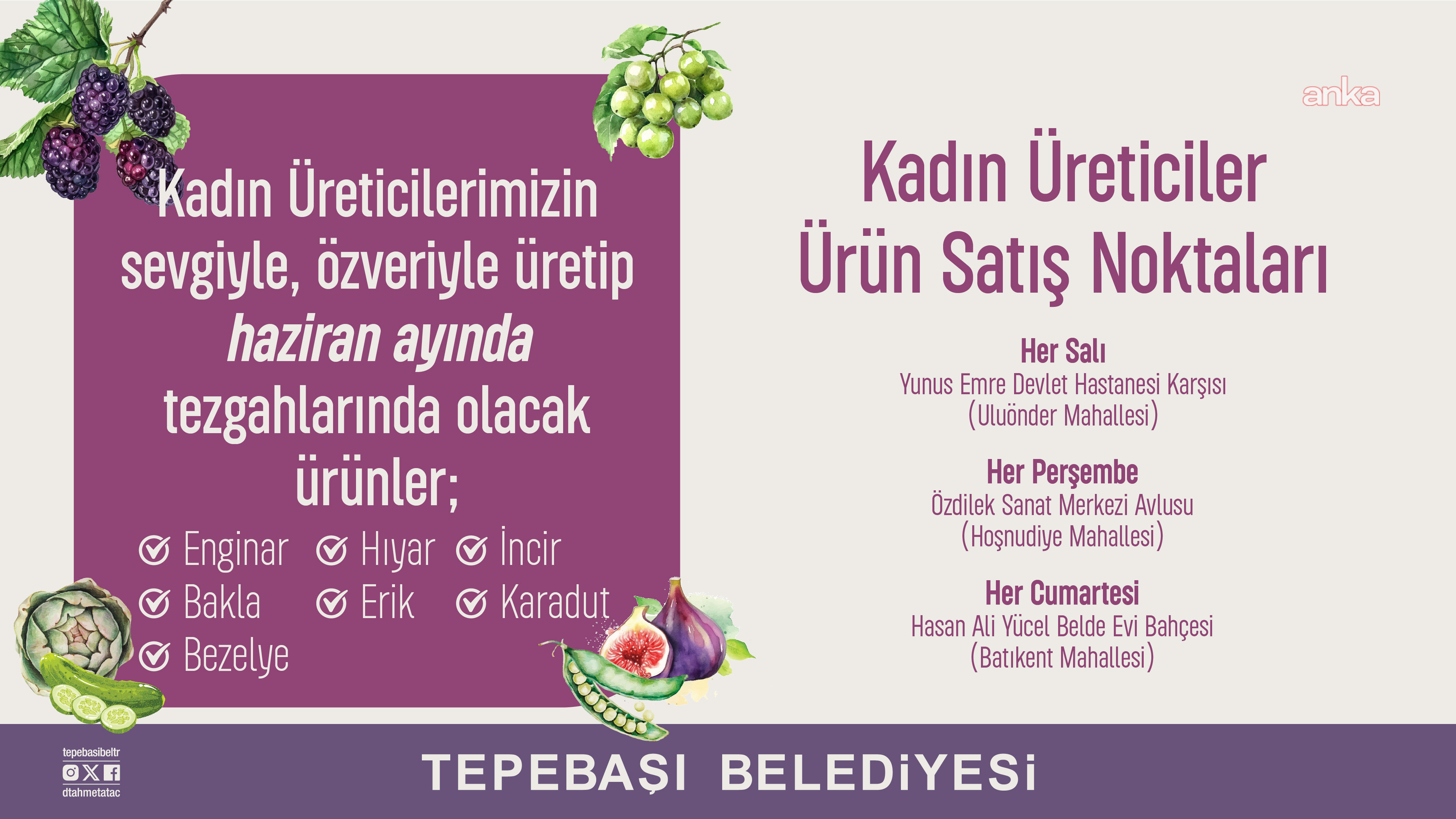 Tepebaşı'nda kadın emeğiyle yetiştirilen mevsimlik ürünler tezgaha çıktı
