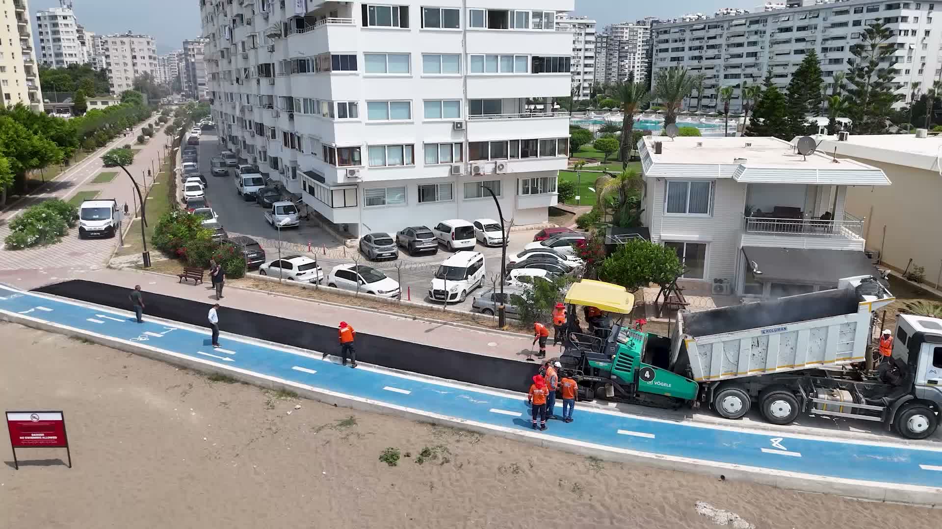 Mersin Büyükşehir Belediyesi'nden Soli Pompeiopolis Beach yürüyüş yolunda çalışma