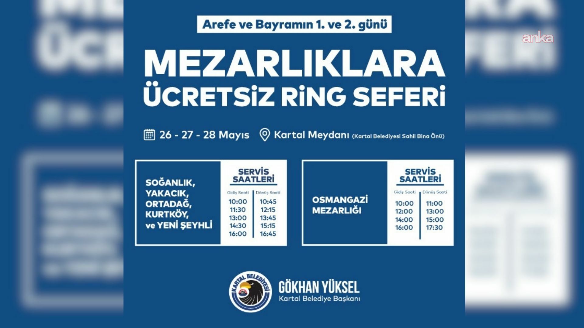 Kartal Belediyesi’nden Kurban Bayramı’nda mezarlıklara ücretsiz ulaşım hizmeti