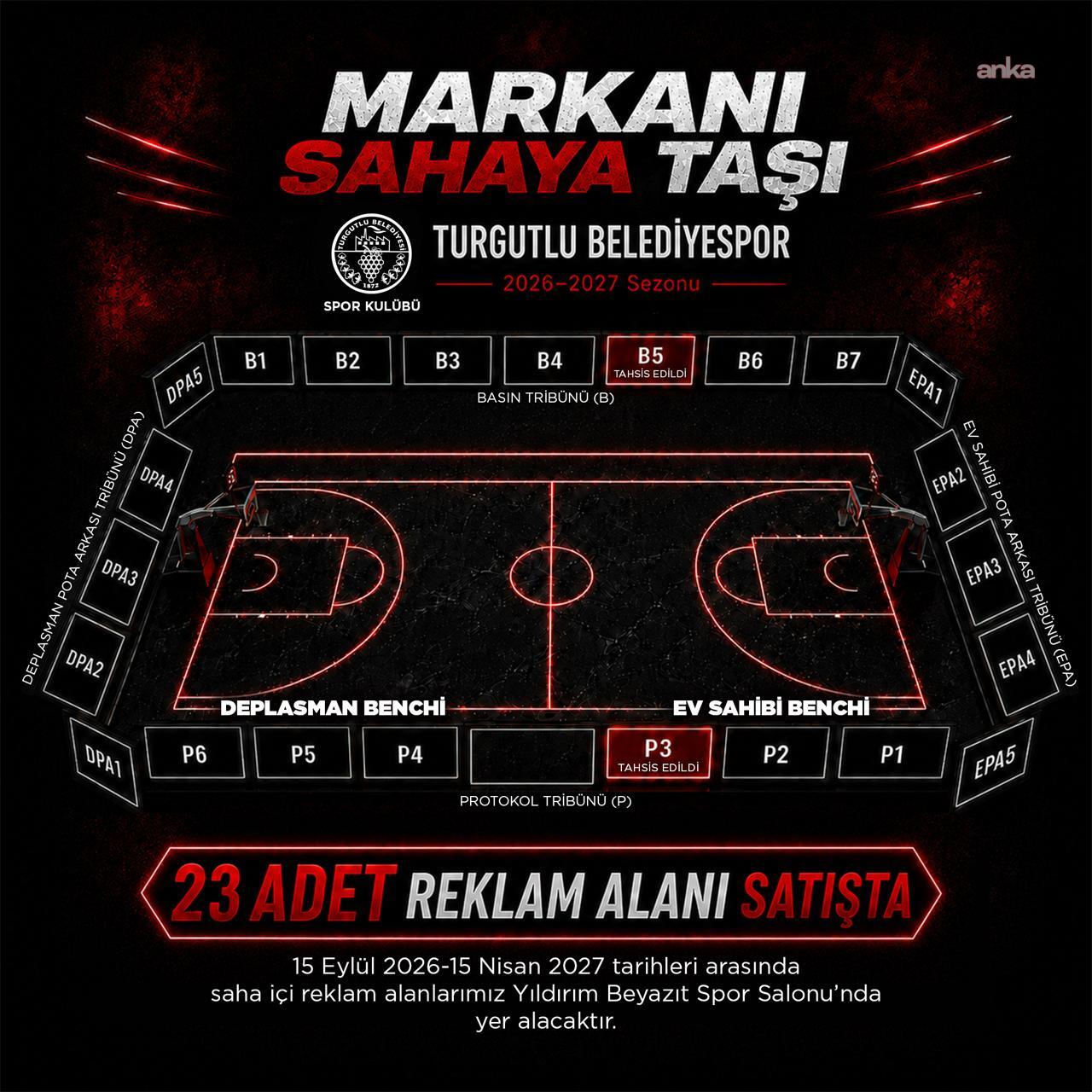 Turgutlu Belediyespor, spor salonundaki reklam alanlarını satışa çıkardı