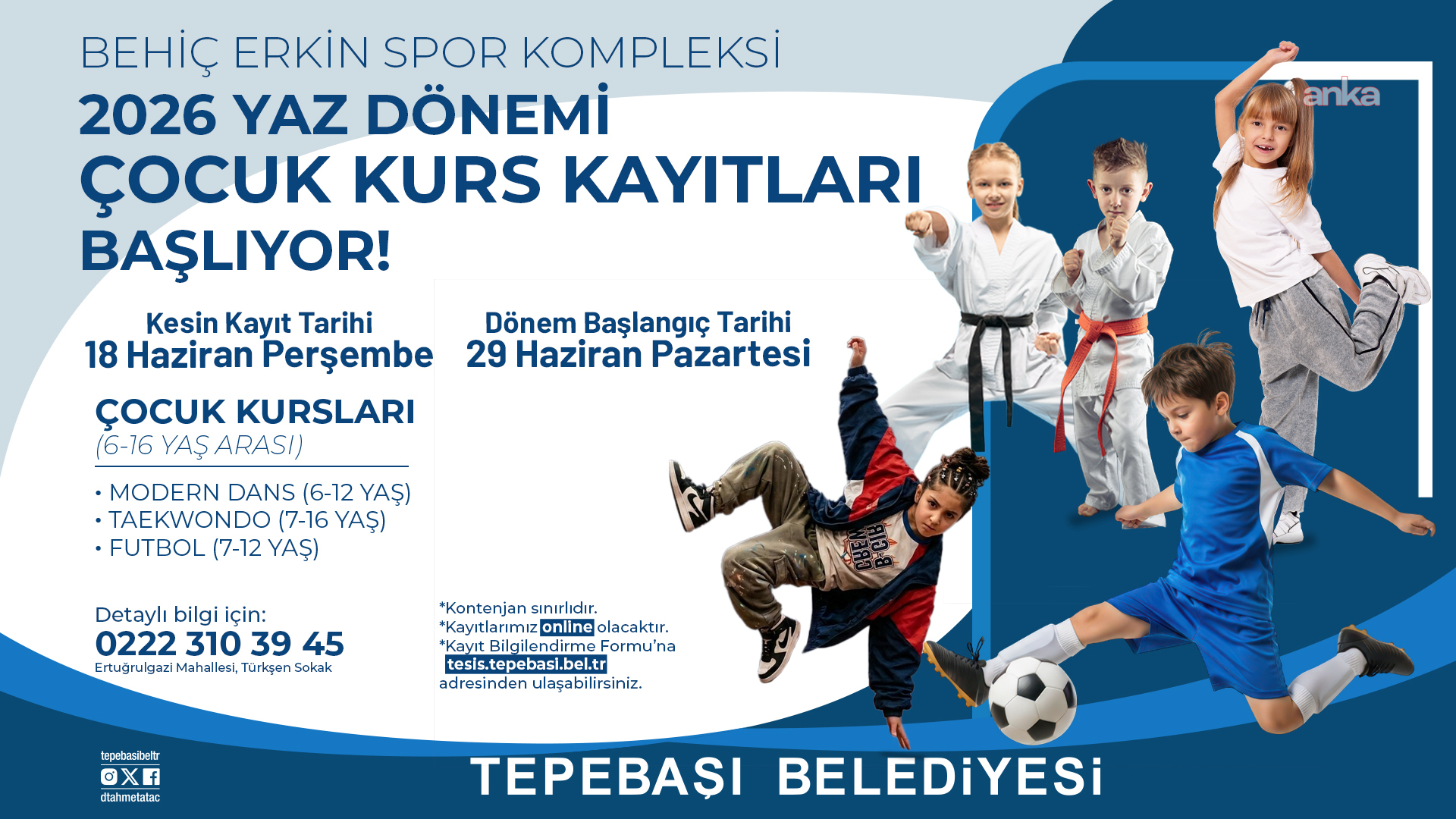 Tepebaşı’nda yaz spor kurs kayıtları başlıyor