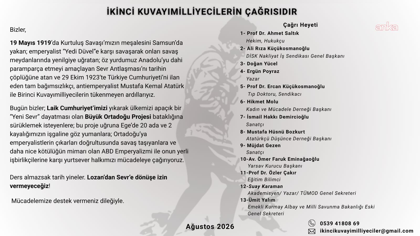 Aydın, akademisyen ve sanatçılardan “İkinci Kuvayımilliyeciler” çağrısı