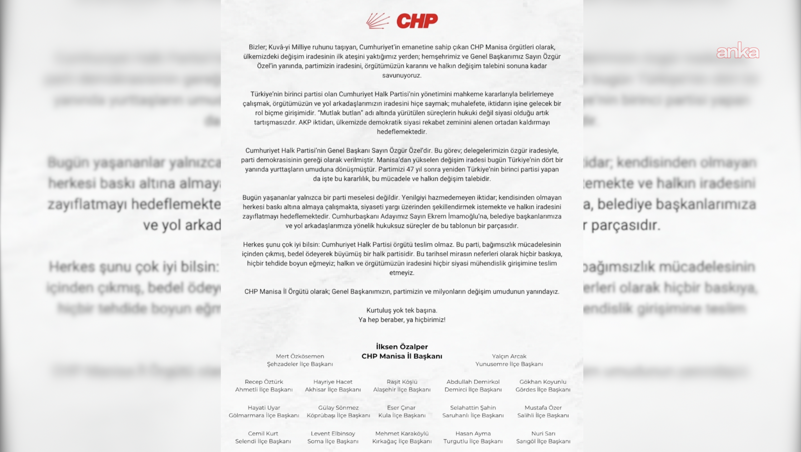 CHP Kurultayı'nın iptal kararı... CHP Manisa İl Başkanlığı: CHP'nin Genel Başkanı Özgür Özel'dir