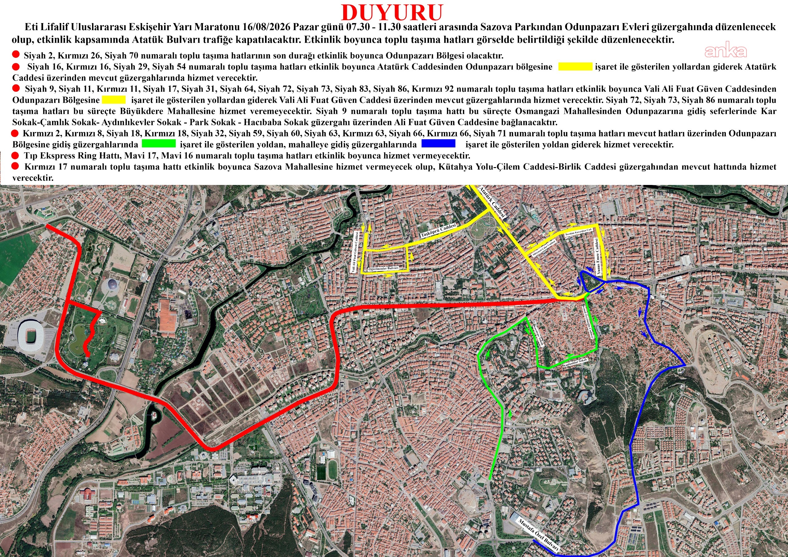 Eskişehir'de yarı maraton öncesi sürücülere uyarı