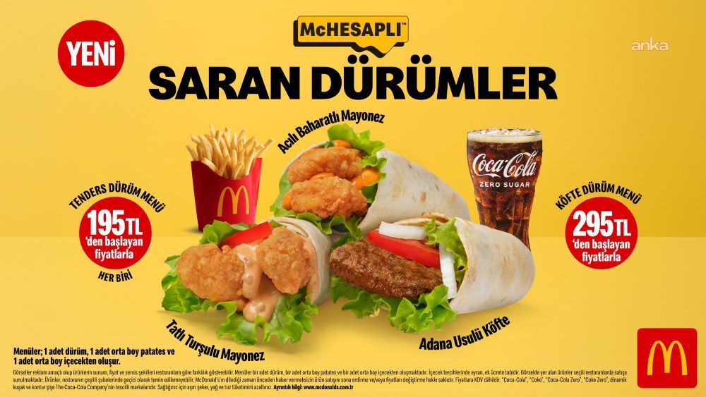 McDonald’s Türkiye’den üç yeni McHesaplı dürüm