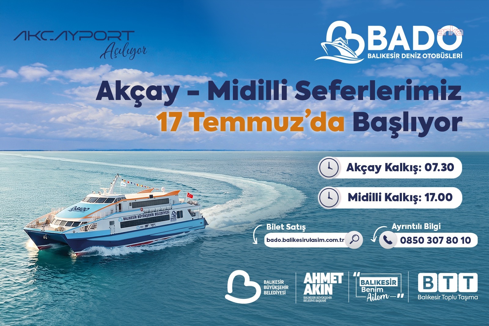 BADO’nun Akçay-Midilli seferleri, 17 Temmuz’da başlıyor