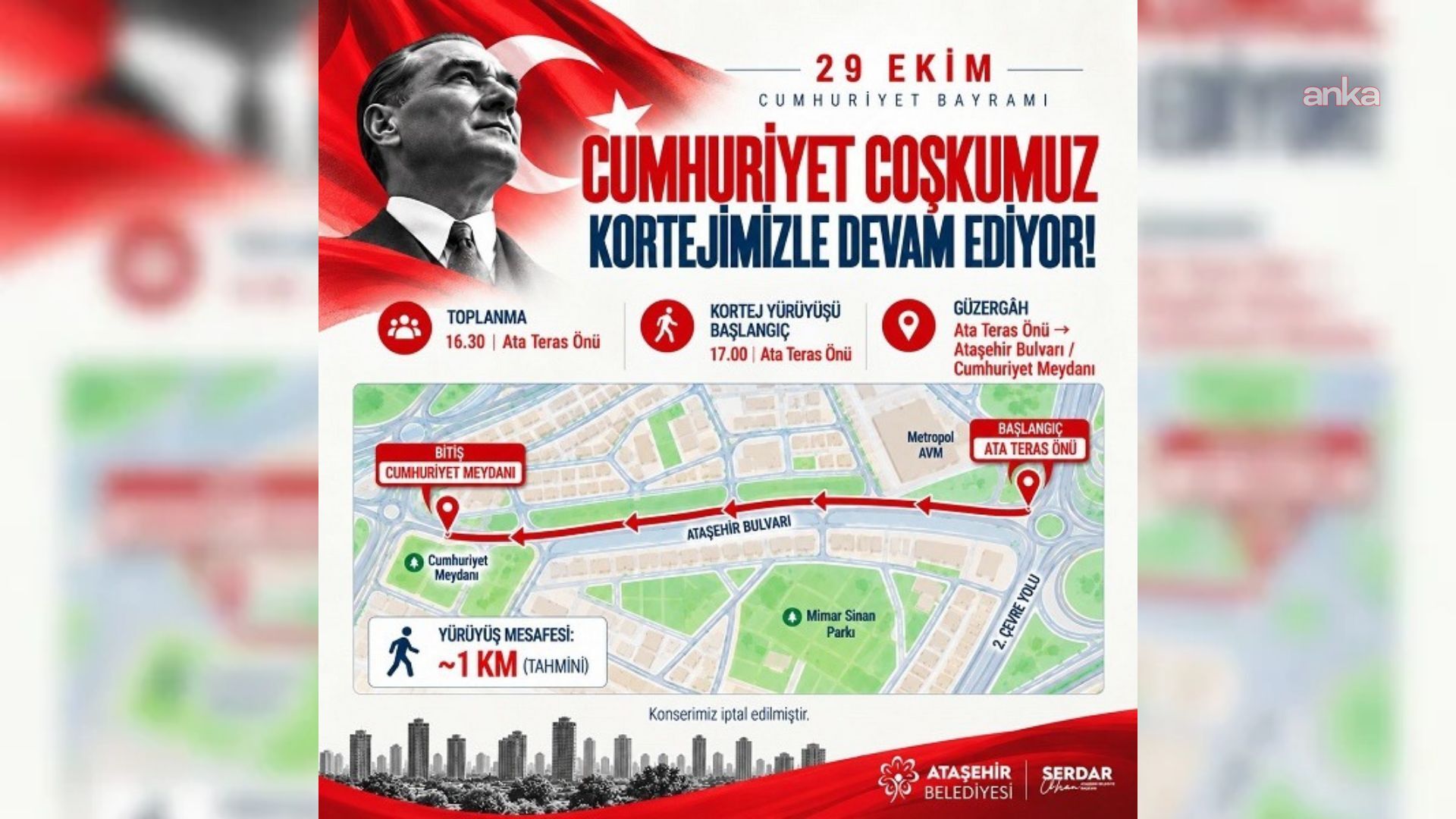 Ataşehir'de Cumhuriyet coşkusu kortej yürüyüşüyle yaşanacak