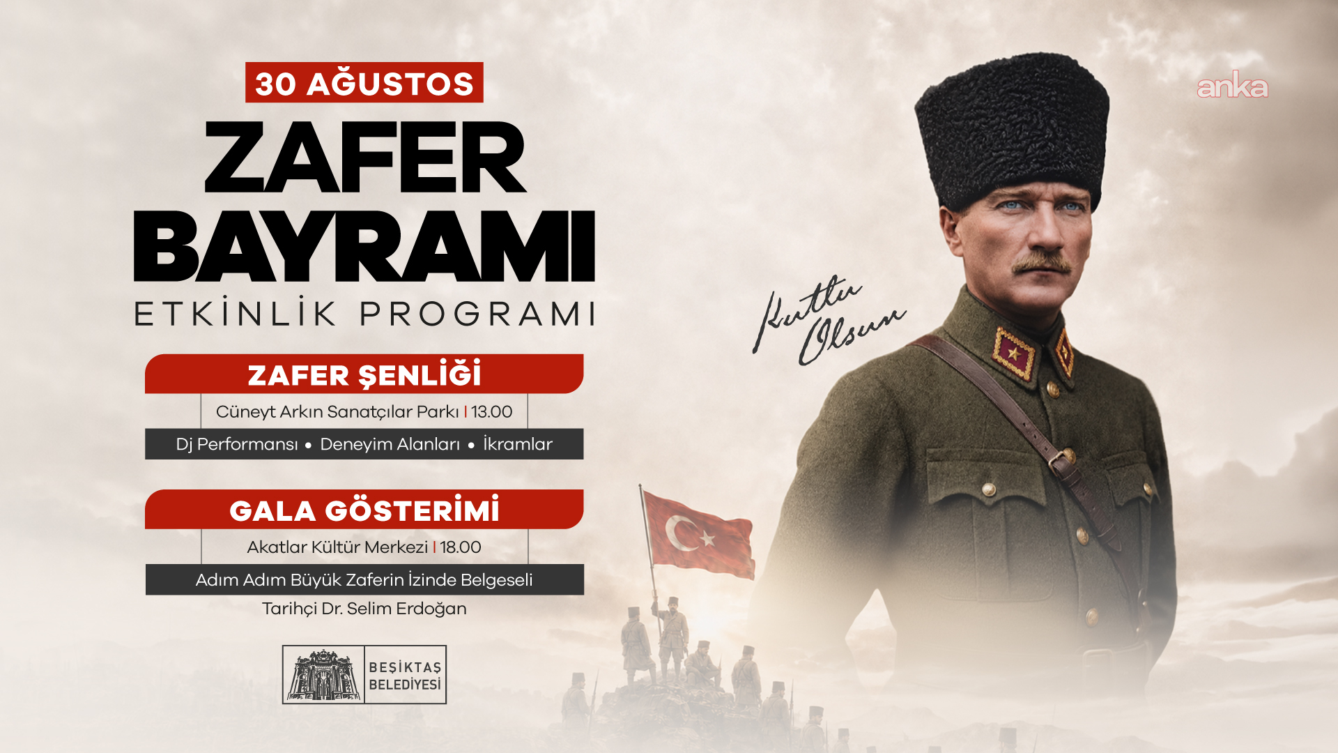 Beşiktaş Belediyesi'nden 30 Ağustos'ta Zafer Şenliği