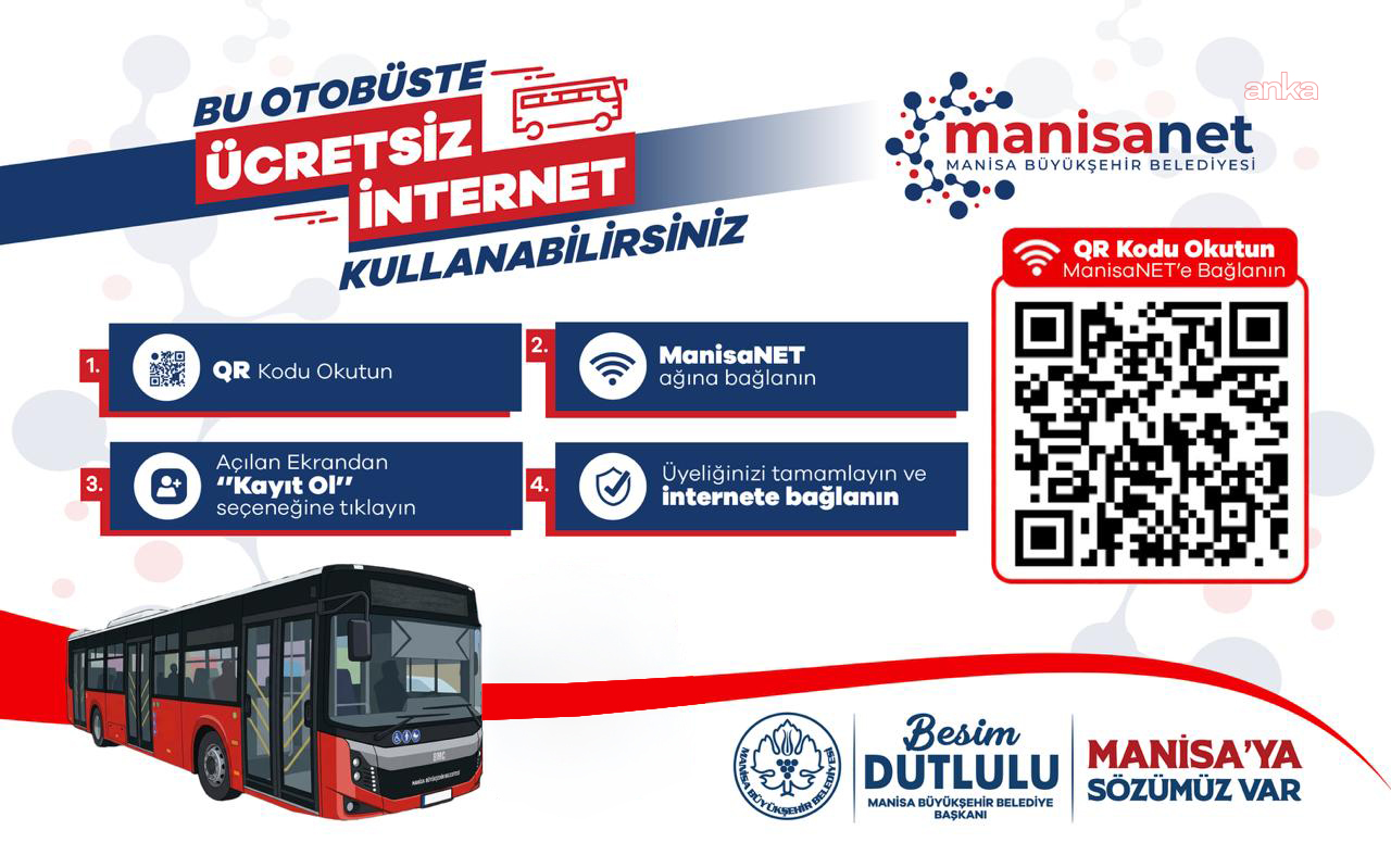 ManisaNet artık belediye otobüslerinde: 50 araçta ücretsiz internet dönemi