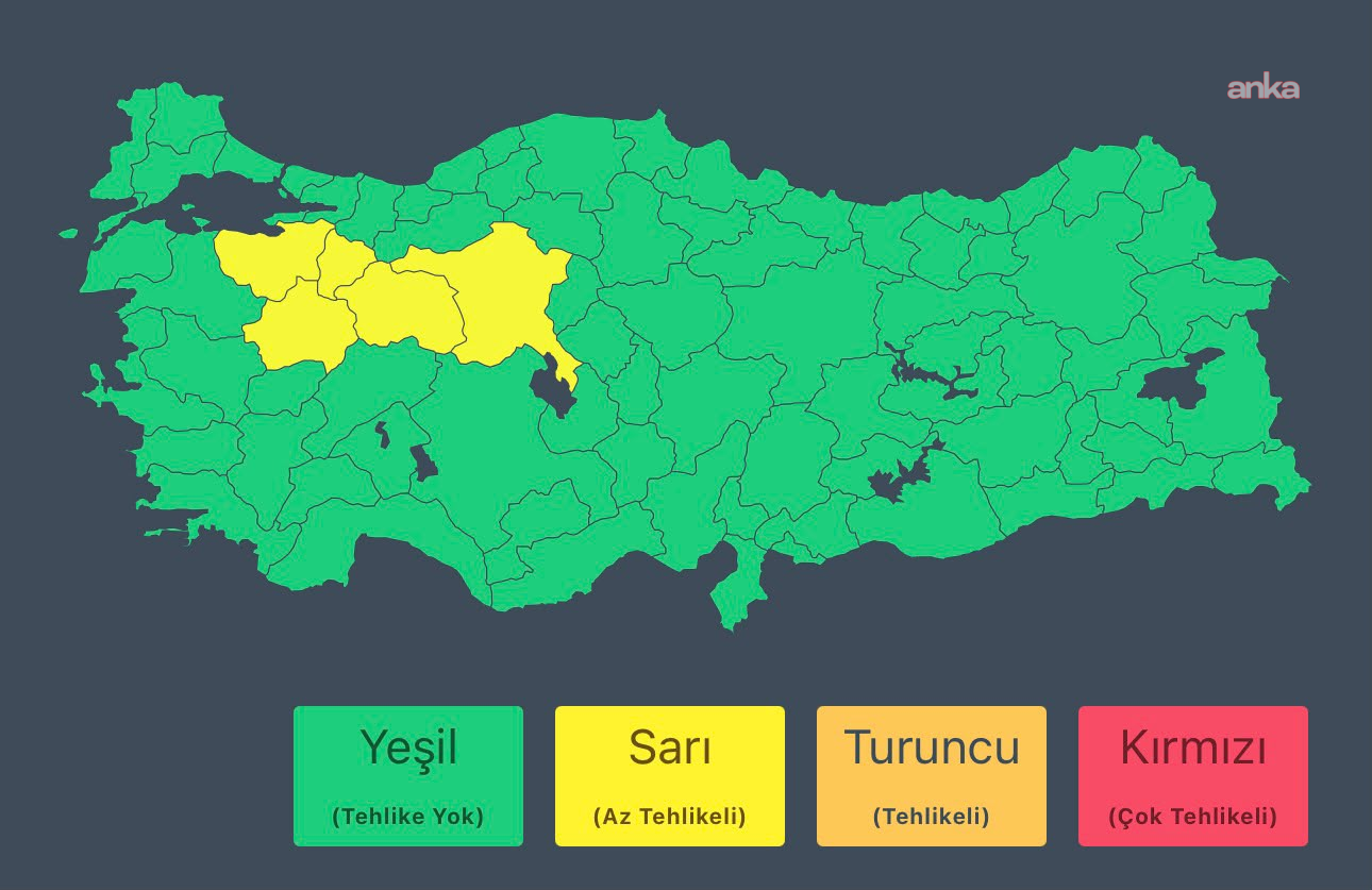 İçişleri Bakanlığı'ndan 5 il ve Ankara için kuvvetli yağış uyarısı