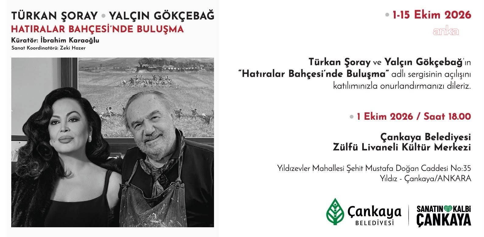 Türkan Şoray ve Yalçın Gökçebağ, “Hatırlar Bahçesi” ile Çankayalılarla buluşacak