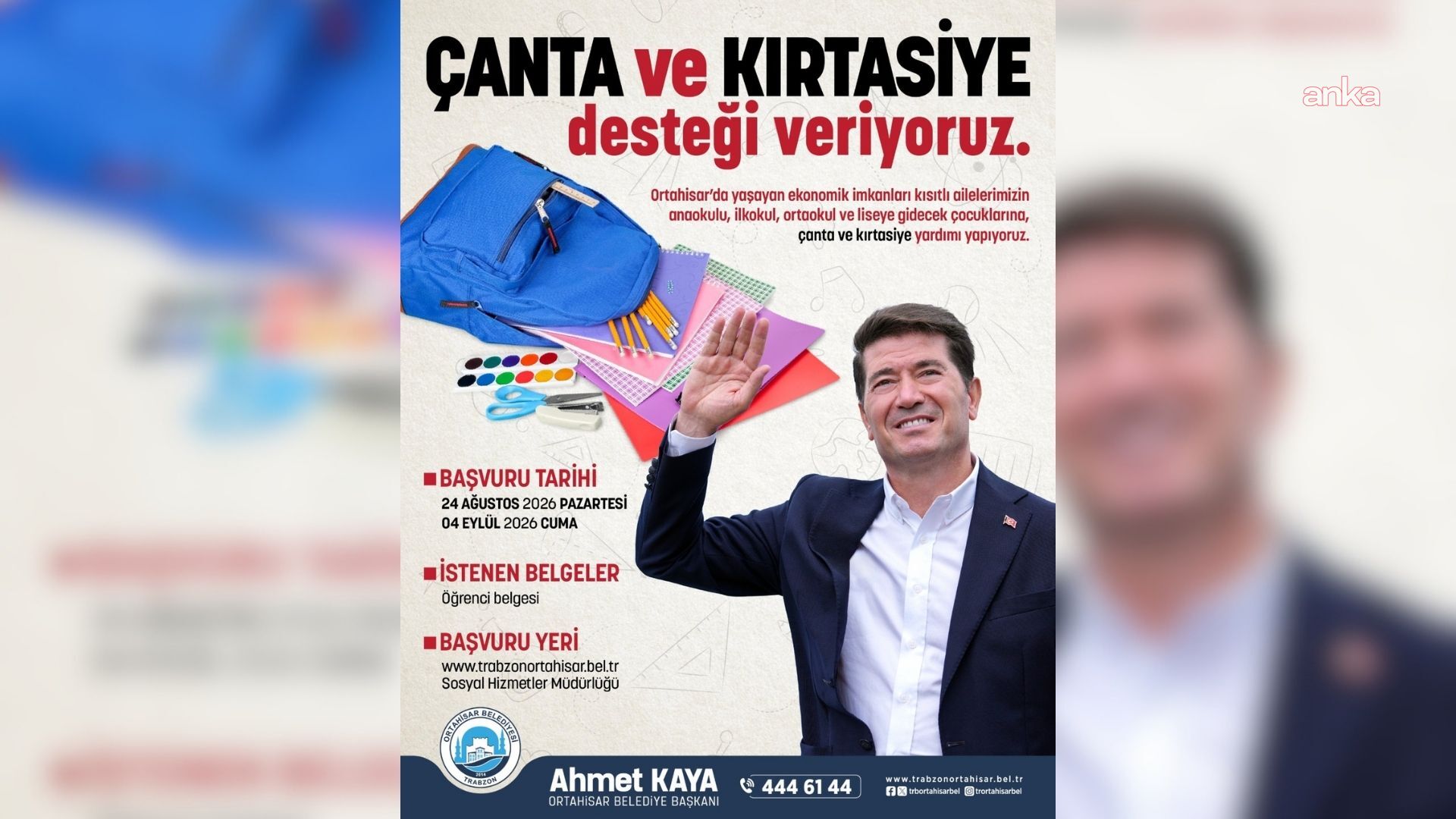 Ortahisar’da öğrencilere yeni eğitim yılı desteği: Başvurular 4 Eylül'e kadar devam edecek