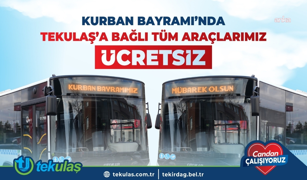 Tekirdağ’da Kurban Bayramı süresince ulaşım ücretsiz