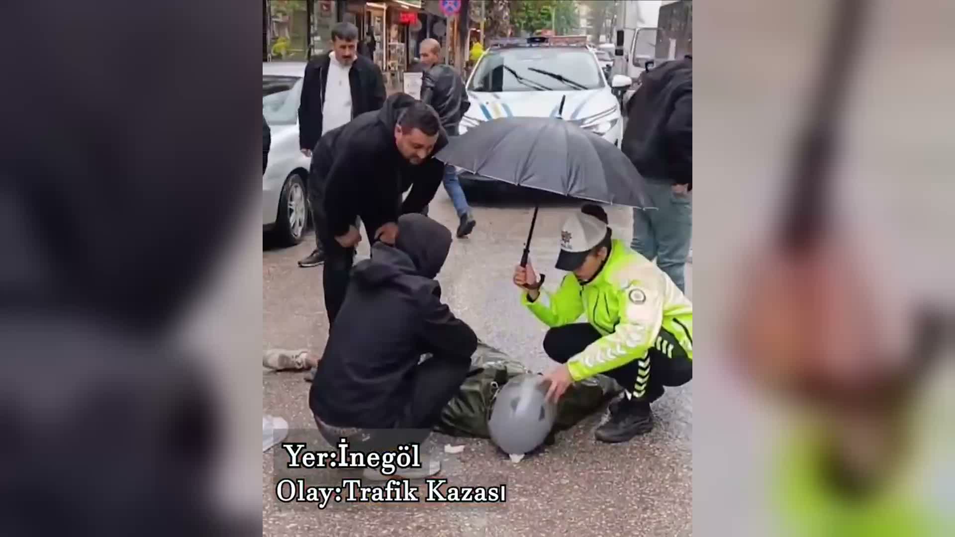 İçişleri Bakanı Çiftçi’den, yaralı gence şemsiye tutan trafik polisine teşekkür
