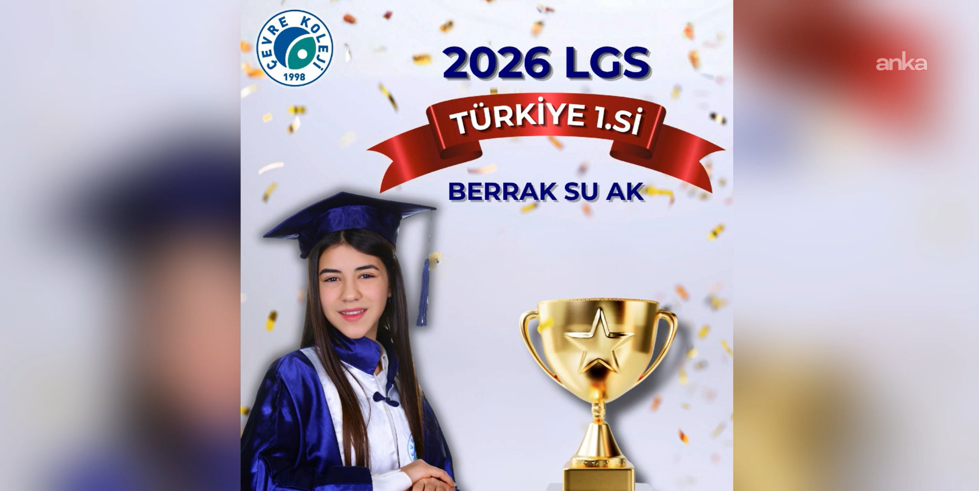 Çevre Koleji öğrencisi Berrak Su Ak, LGS’de 500 tam puan aldı