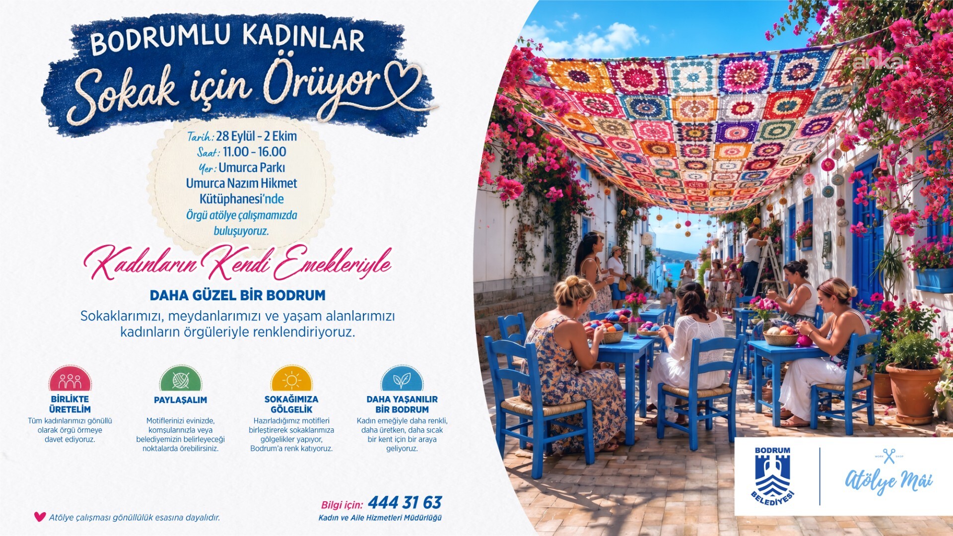 Bodrum sokakları kadınların el emeği ile renklenecek: "Bodrumlu Kadınlar Sokak için Örüyor"