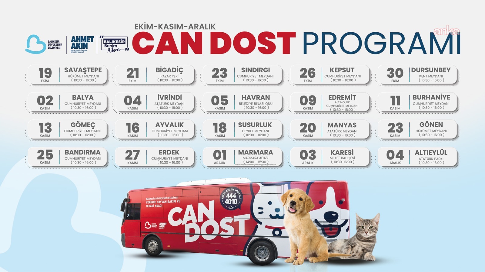 Balıkesir Büyükşehir Belediyesi'nin "Can Dost" aracı, 19 Ekim’de yola çıkıyor