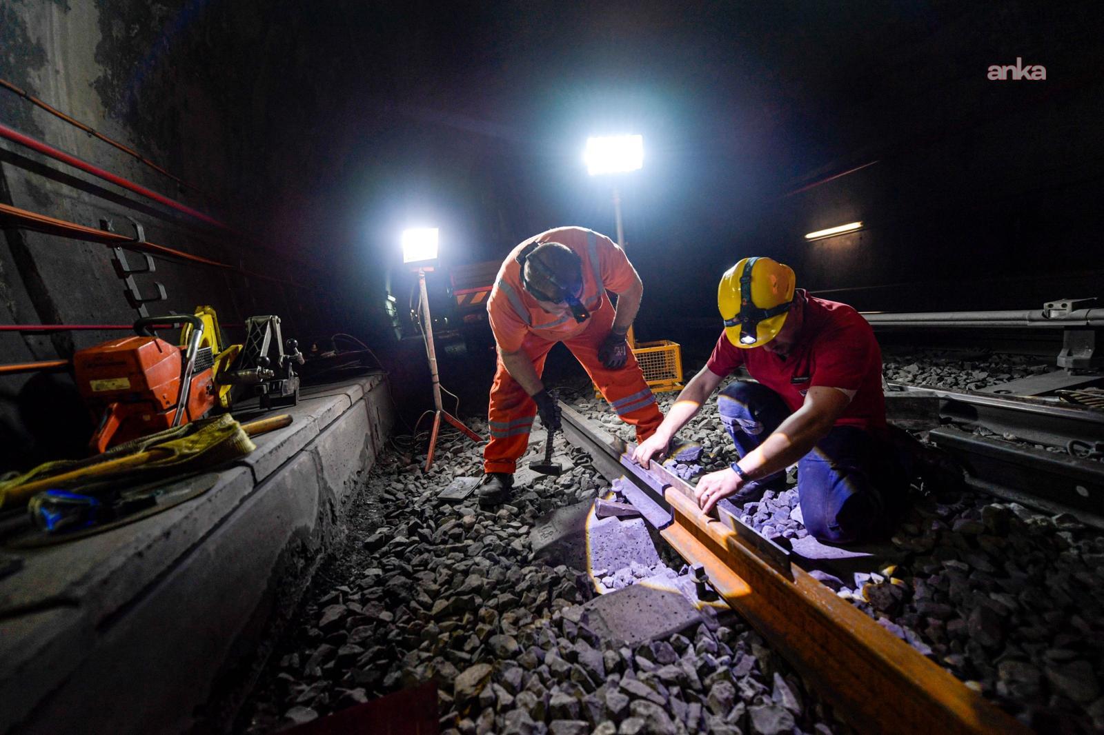 İzmir’de metro hattında ray ve makas yenileme çalışmaları sürüyor