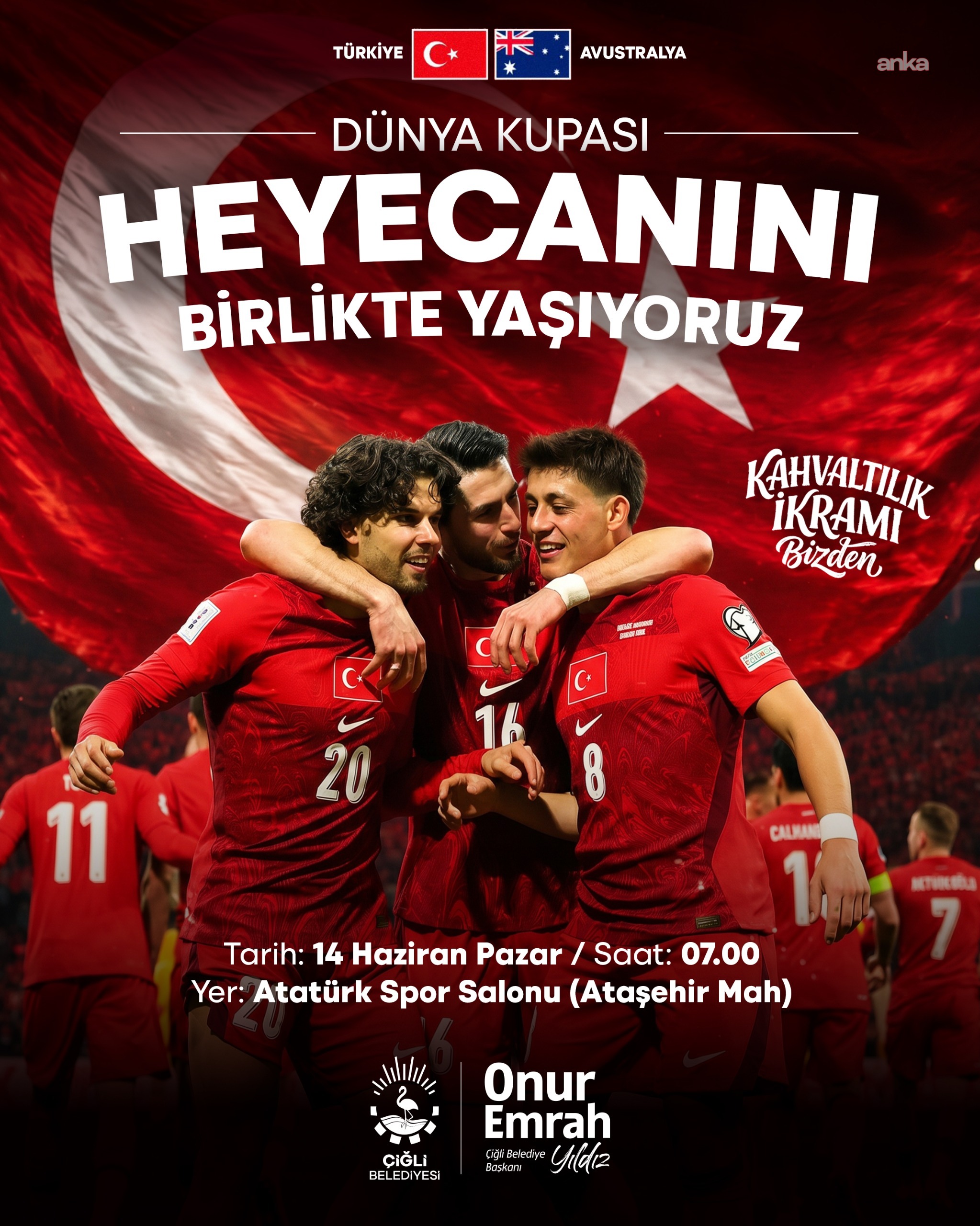 Çiğli’de milli heyecan dev ekranda yaşanacak
