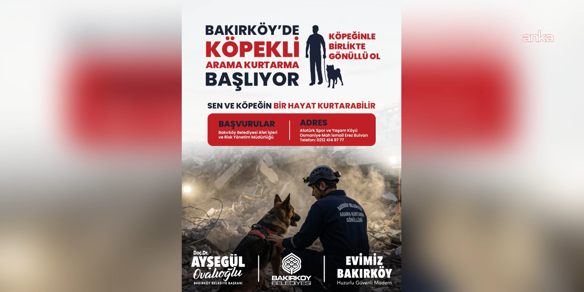 Bakırköy’de köpekli arama kurtarma gönüllüleri aranıyor
