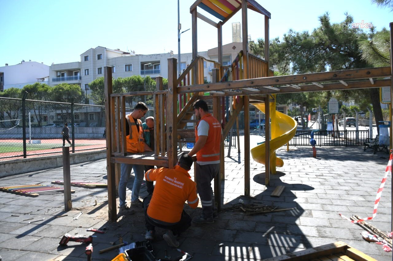 Kuşadası’nda yıpranan oyun alanları yenileniyor