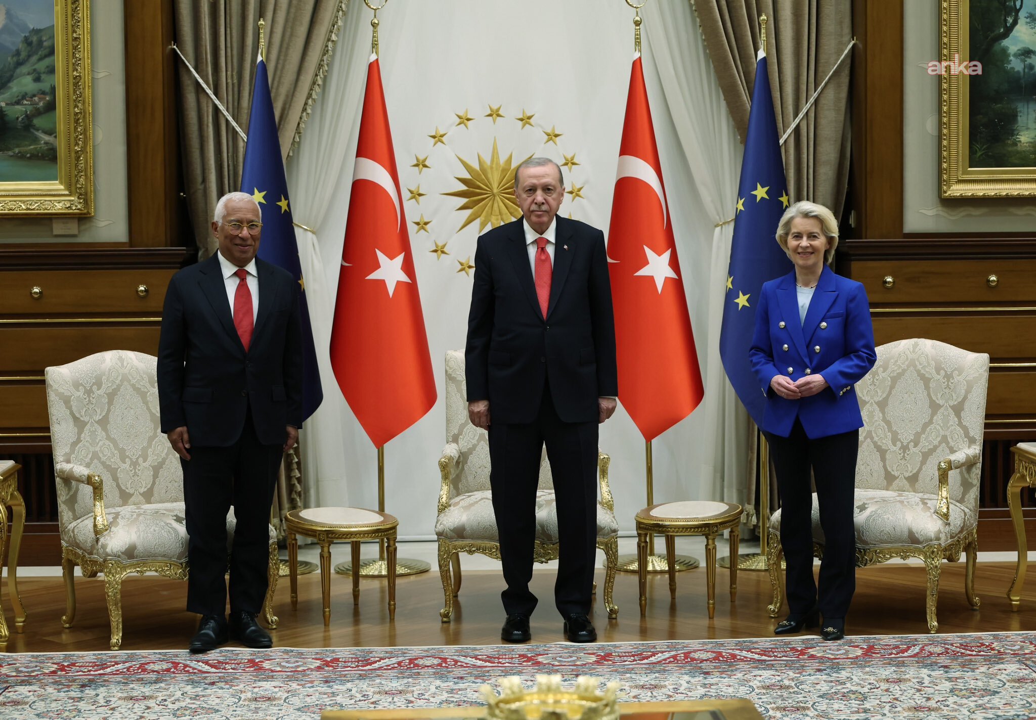 Cumhurbaşkanı Erdoğan, Antonio Costa ve Ursula von der Leyen'i kabul etti