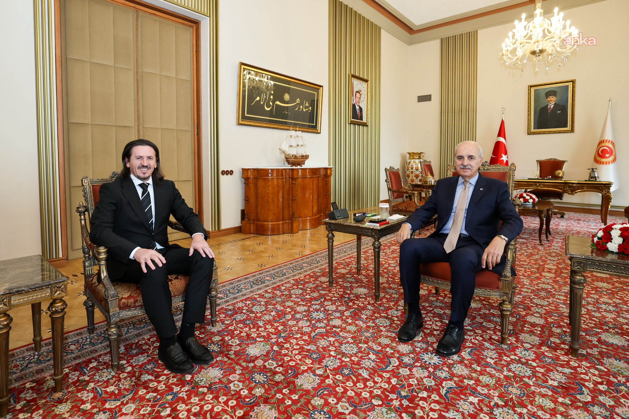 TBMM Başkanı Kurtulmuş, Kuzey Makedonya Kültür ve Turizm Bakanı Sedat Süleymani’yi kabul etti