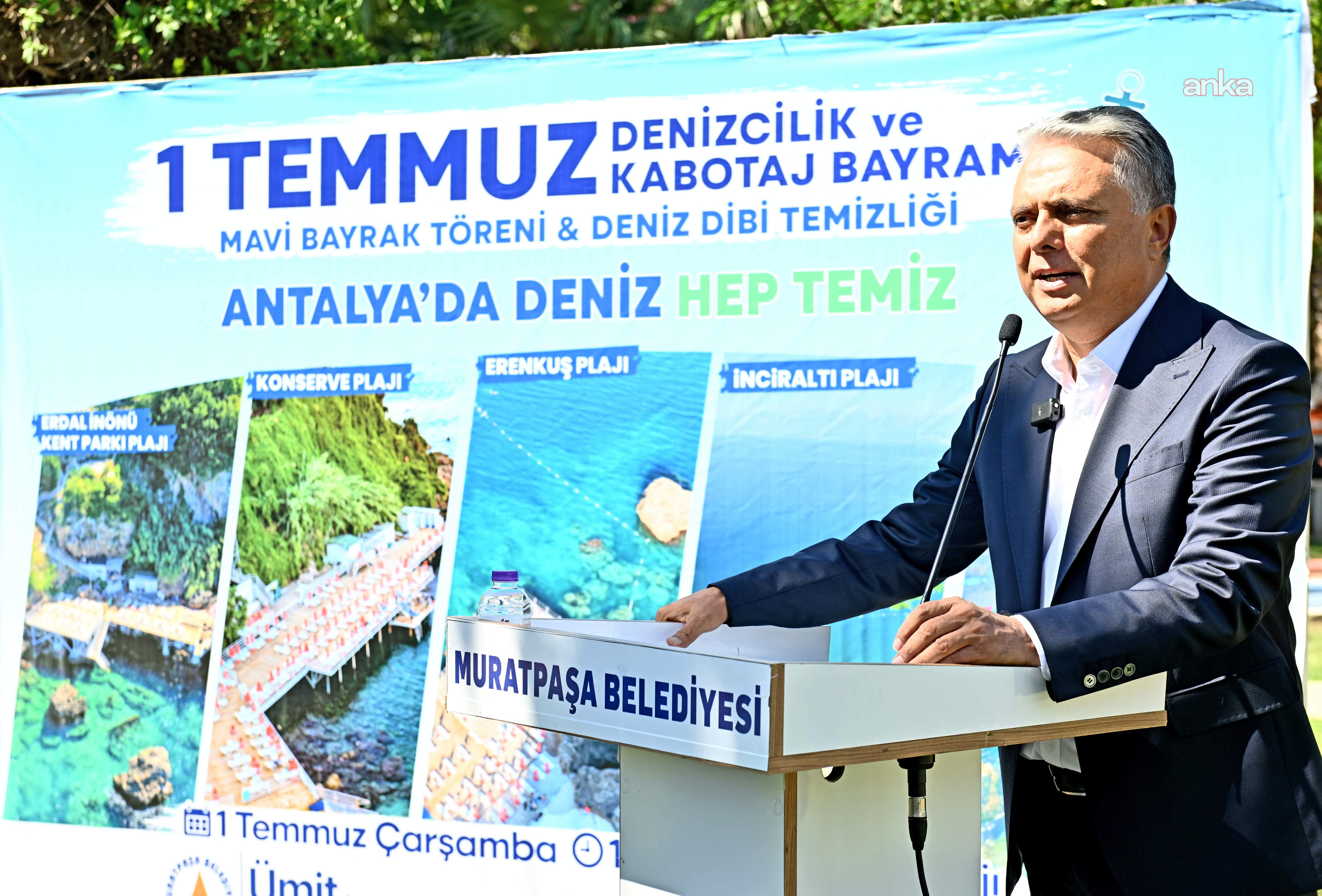 Muratpaşa'nın beş falez plajında Mavi Bayrak yeniden göndere çekildi