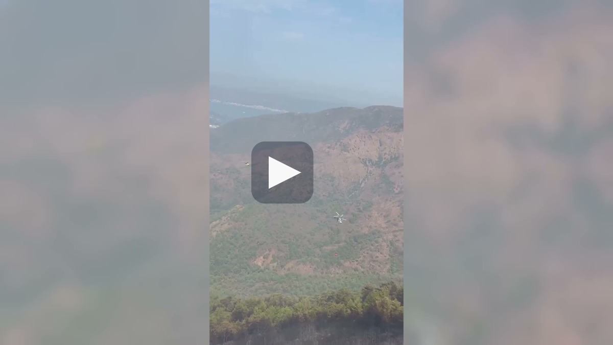 Marmaris'teki orman yangınını söndürme çalışmaları sürüyor