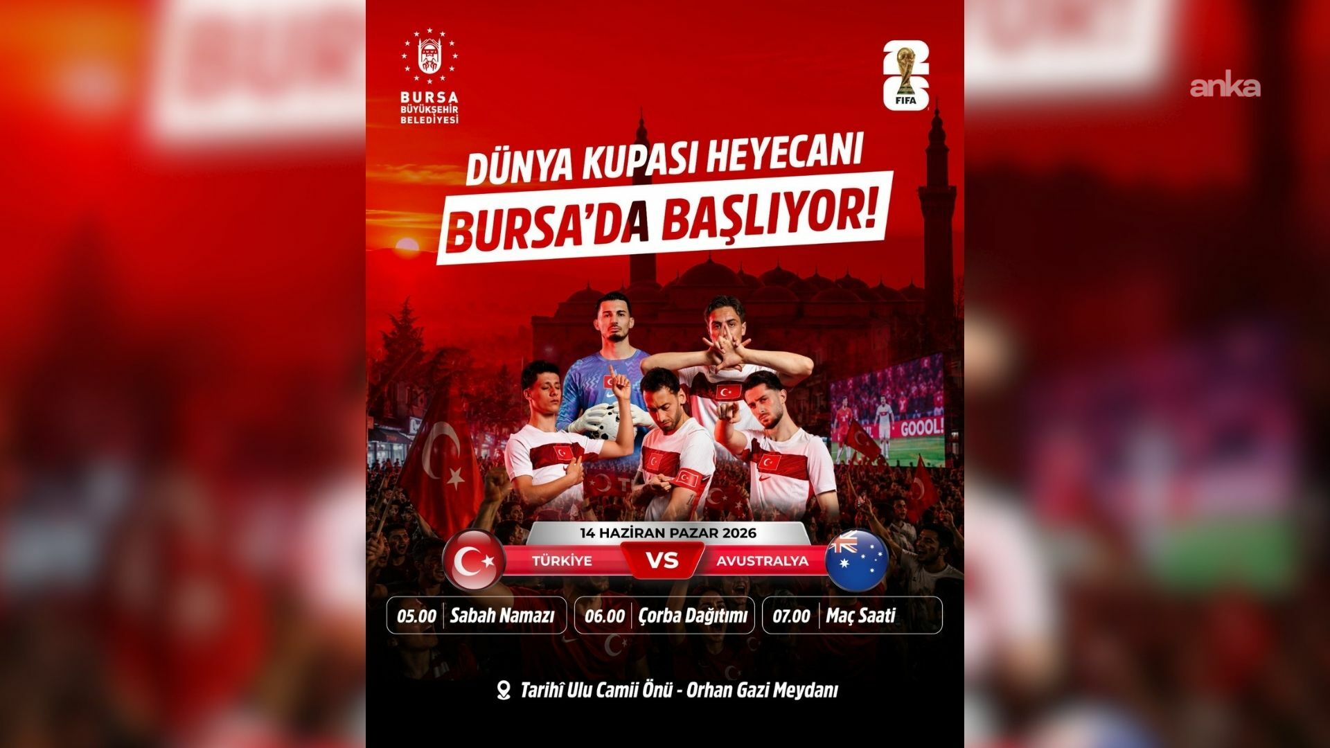 Bursalılar, Dünya Kupası heyecanını dev ekranda yaşayacak