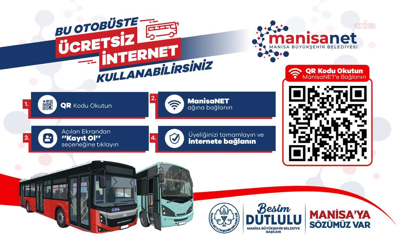 Manisa Büyükşehir Belediyesi’nden 50 otobüste ücretsiz Wi-Fi hizmeti
