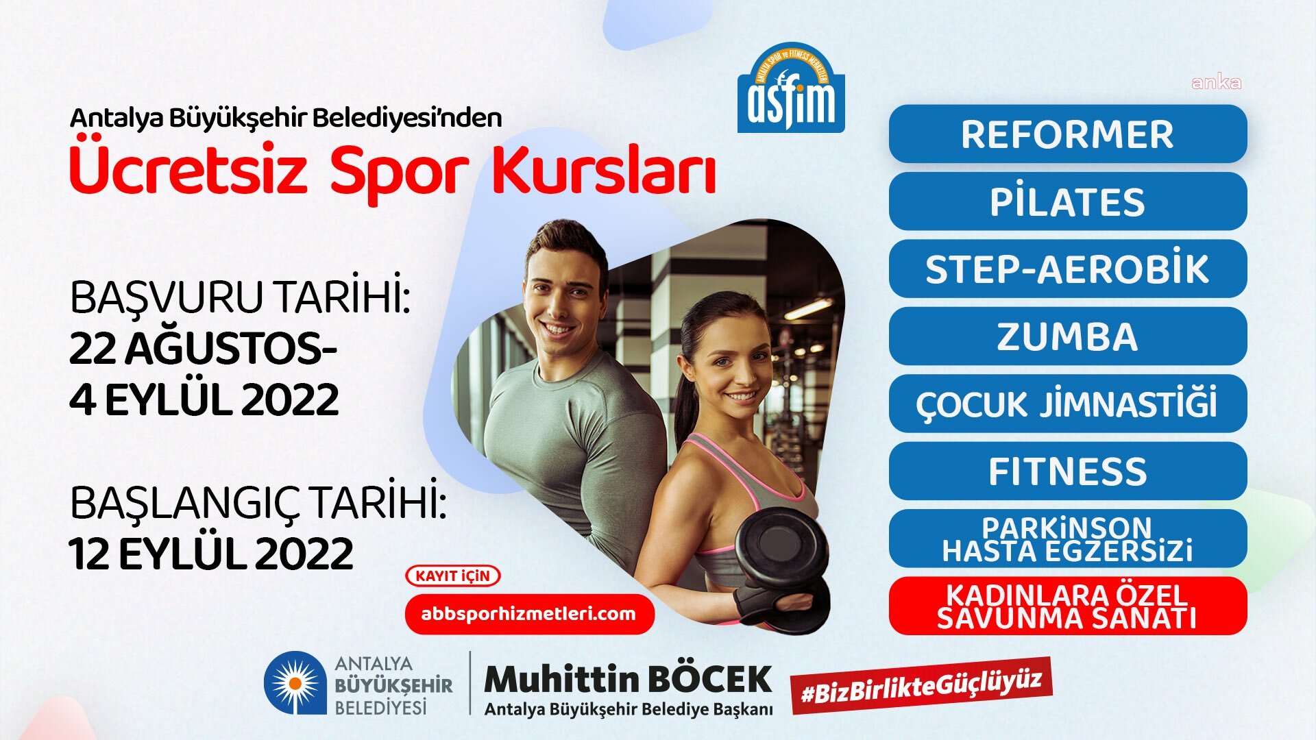 ASFİM’DE ÜCRETSİZ SPOR KURSU İÇİN KAYITLAR BAŞLADI