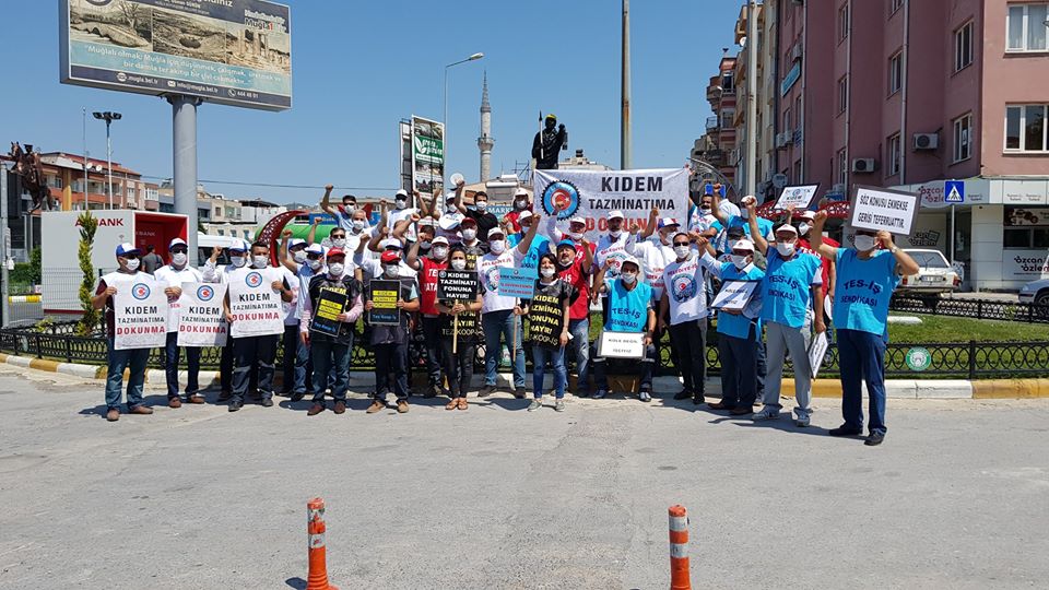 MUĞLA'DA "KIDEM TAZMİNATIMA DOKUNMA" EYLEMİ