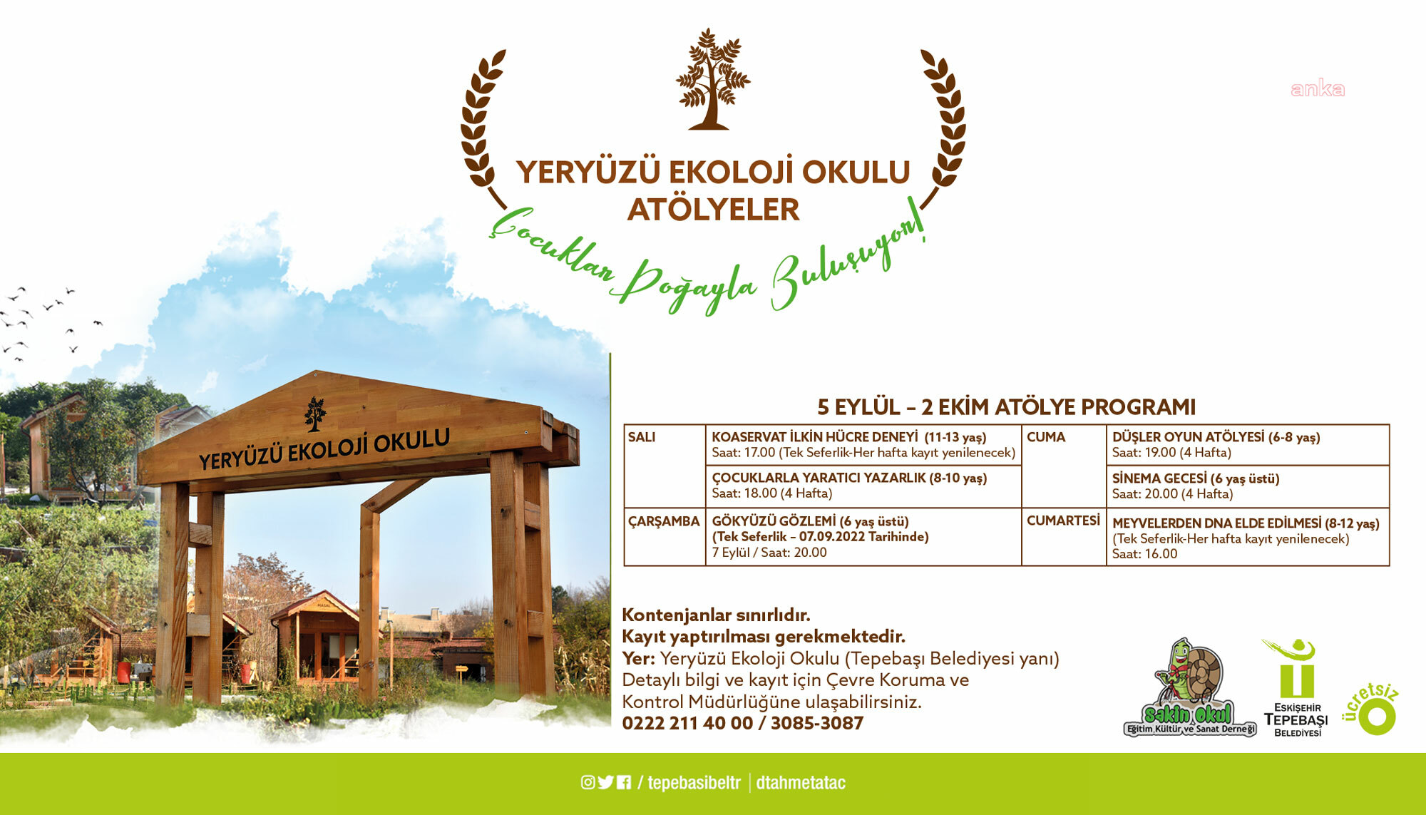 TEPEBAŞI'NDA 'YERYÜZÜ EKOLOJİ OKULU' EYLÜL ATÖLYELERİ BAŞLIYOR