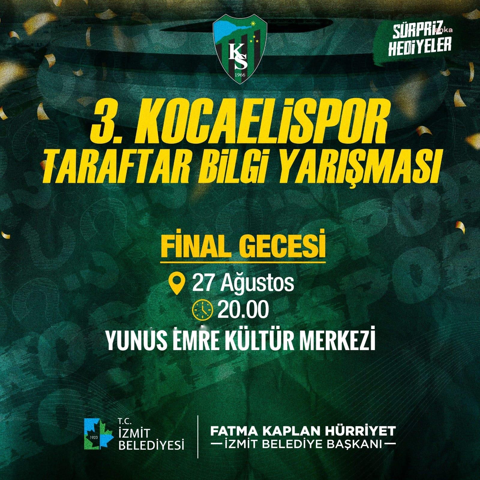 KOCAELİSPOR TARAFTAR BİLGİ YARIŞMASI'NIN FİNALİ BU AKŞAM YAPILACAK