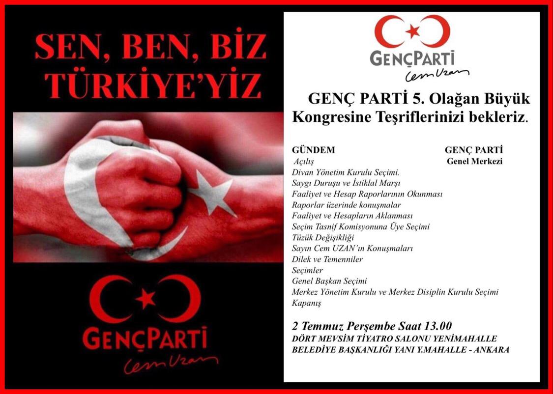 CEM UZAN, GENÇ PARTİ KONGRESİNE VİDEO KONFERANS İLE KATILACAK
