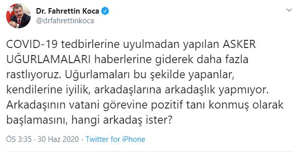 BAKAN KOCA'DAN ASKER UĞURLAMASI UYARISI: ARKADAŞINA ARKADAŞLIK YAPMIYOR