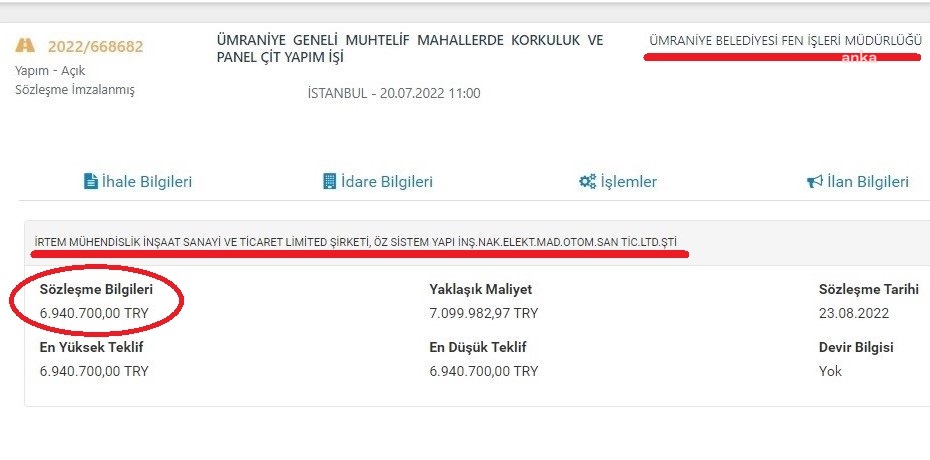 AKP'Lİ ÜMRANİYE BELEDİYESİ'NİN KORKULUK İHALESİNİ ÜÇÜNCÜ KEZ ESKİ AKP İLÇE BAŞKANI ALDI