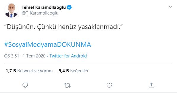 KARAMOLLAOĞLU'NDAN ERDOĞAN'A GEORGE ORWELL'Lİ GÖNDERME: “DÜŞÜNÜN, ÇÜNKÜ DAHA YASAKLANMADI”