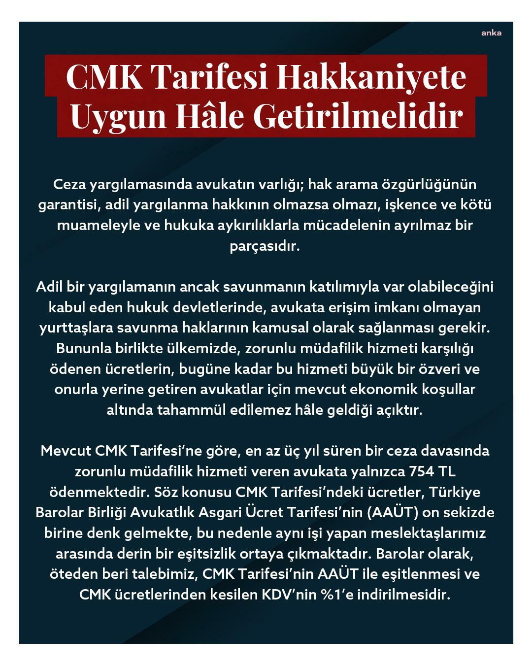BARO BAŞKANLARINDAN ORTAK AÇIKLAMA: "CMK TARİFESİ HAKKANİYETE UYGUN HALE GETİRİLMELİDİR"